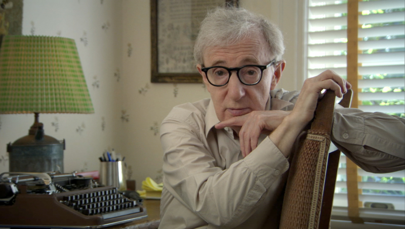 Woody Allen at his desk