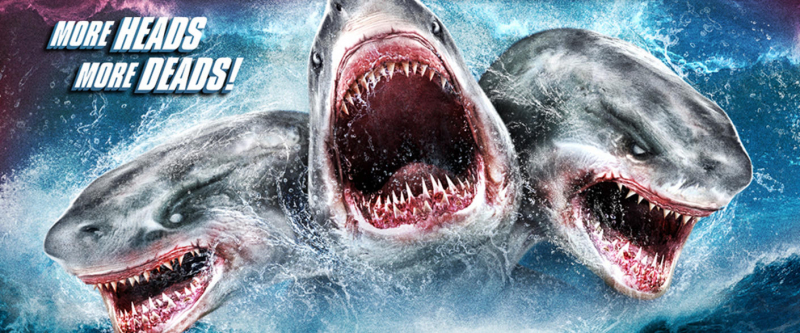 Atak trzygłowego rekina - plakat z filmu science fiction