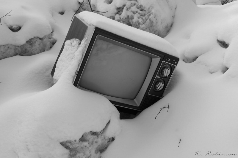 telewizor w śniegu