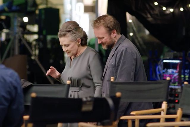 Carrie Fisher i Rian Johnson na planie Star Wars The Last Jedi