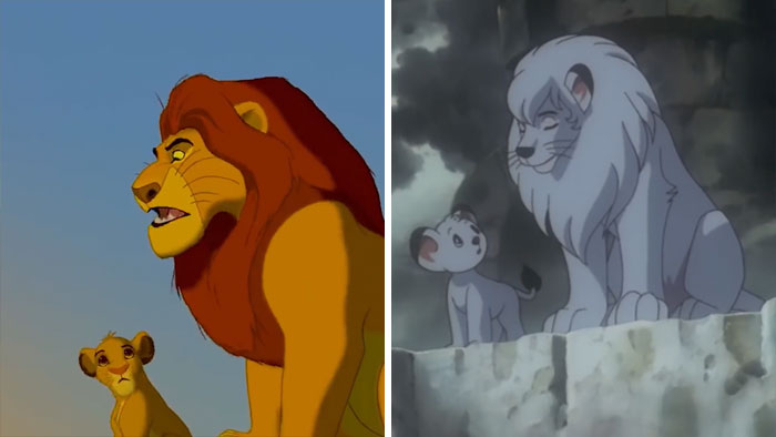 Król lew a Kimba Biały Lew - podobieństwo