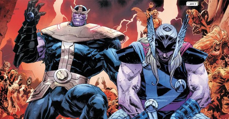 Marvel - potężny Thanos ma Mjolnir ubzrojony w [SPOILER] i nową Rękawicę! Thor masakruje Galactusa!