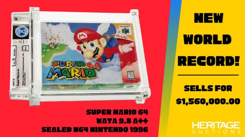 Super Mario 64 w stanie sklepowym sprzedany za przeszło półtora miliona dolarów