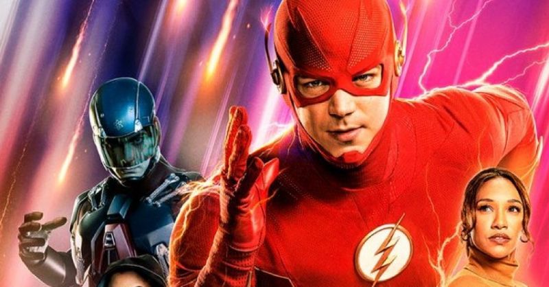 Flash - plakat promujący crossover Armageddon z bohaterami DC i The CW