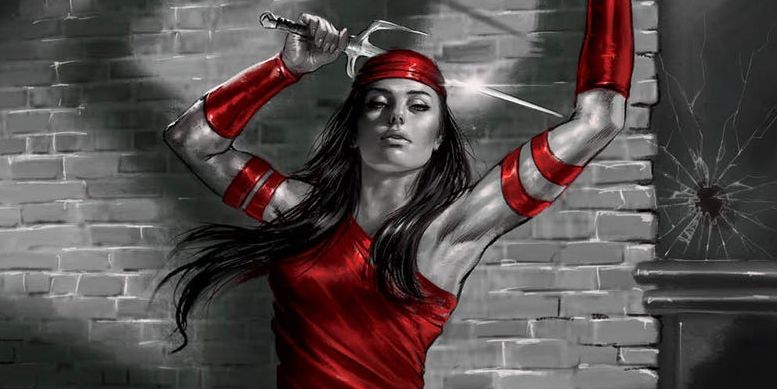 Elektra jako wampir w serii Black, White & Blood. Krwiopijcy pożywią się jej ciałem