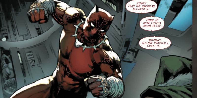 Czarna Pantera włącza tryb Red Panther. Olbrzymi wzrost potęgi i zbroja, jakiej nie było