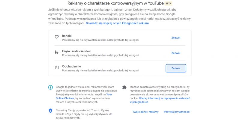 Google pozwala ograniczyć wyświetlanie reklam na YouTube