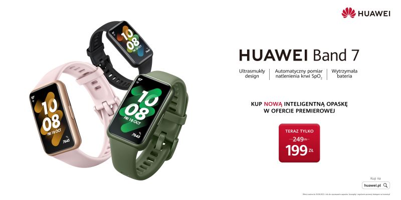 Huawei Band 7: trwa przedpremierowa promocja na lekką opaskę sportową