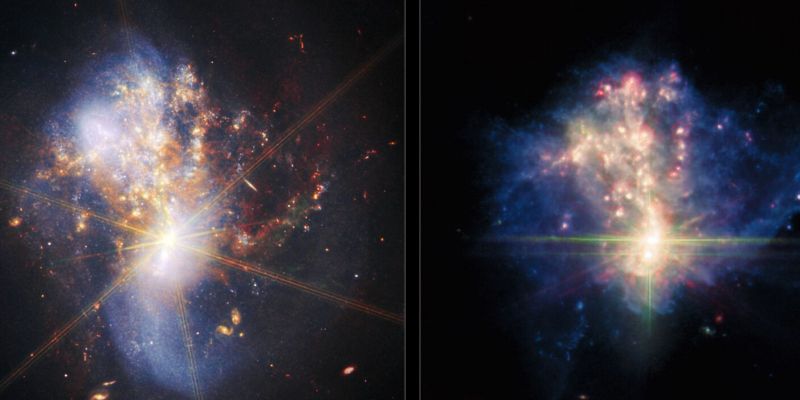 Teleskop Webba przesłał spektakularne zdjęcie zderzenia galaktyk. Czym są "kolce" na fotografii?