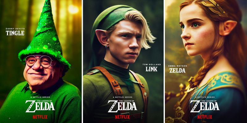 The Legend of Zelda - sztuczna inteligencja tworzy plakaty fikcyjnego filmu. Tę obsadę zapamiętacie na długo