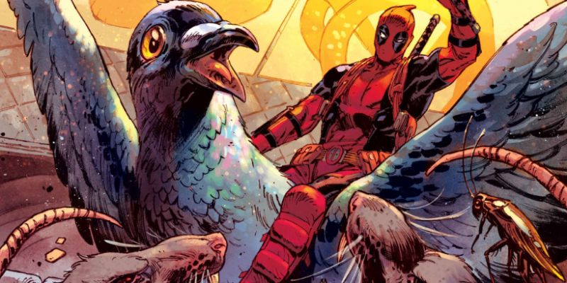 Marvel - szalone okładki komiksów. Venom masakruje szczura, a Deadpool ujeżdża gołębie
