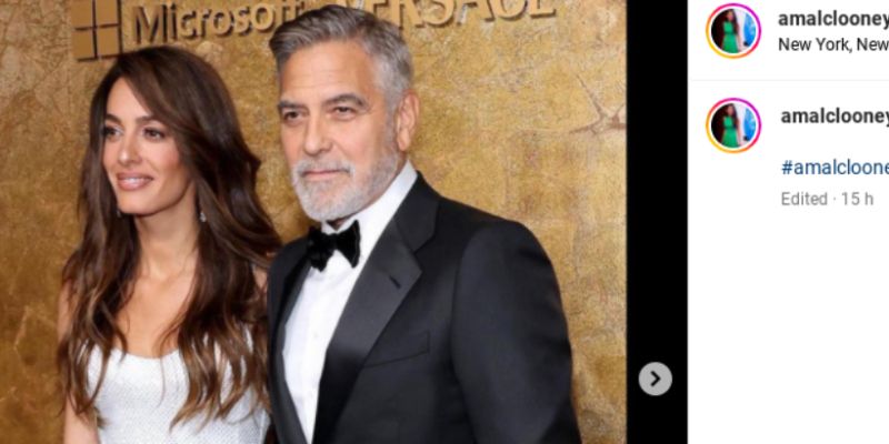 Amal Clooney biała sukienka George
