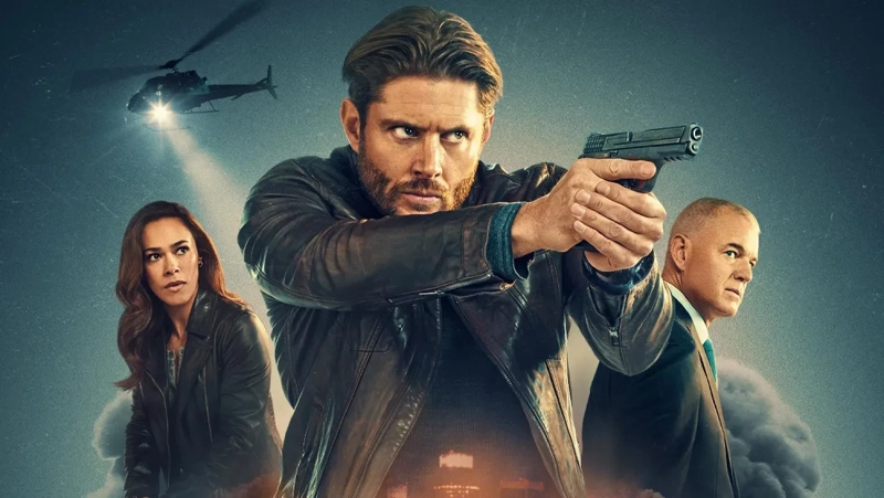 Odliczanie - oficjalna grafika promująca serial platformy streamingowej Prime Video. Na niej bohaterowie - w tym aktor Jensen Ackles trzymający rekwizyt filmowy, który nie jest prawdziwą bronią, tylko fikcyjnym, bezpiecznym narzędziem na planie serialu.