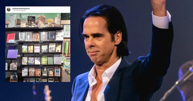 Książki Nicka Cave'a w księgarni i Nick Cave podczas koncertu