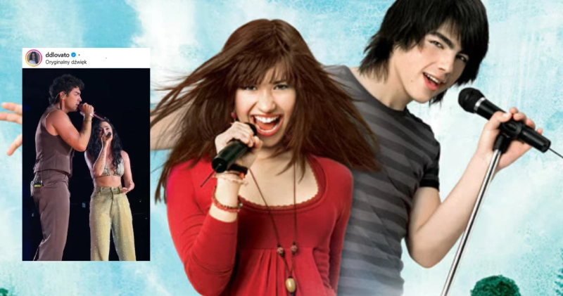 Demi Lovato i Joe Jonas na scenie i plakacie filmu Camp Rock