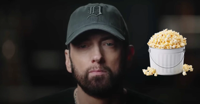 Eminem w zwiastunie dokumentu i grafika wiaderka na popcorn
