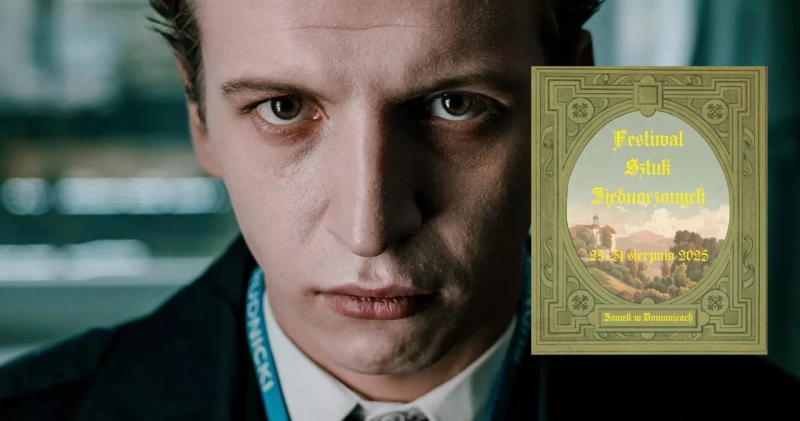 Maciej Musiałowski i plakat promujący festiwal