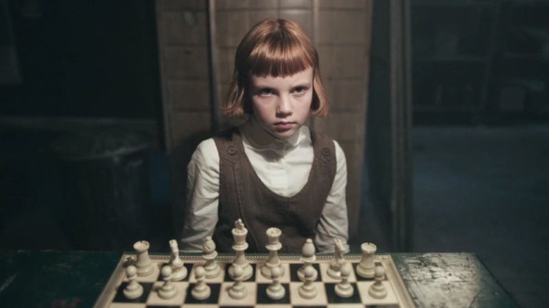 Isla Johnston jako młoda Beth Harmon w serialu Gambit królowej