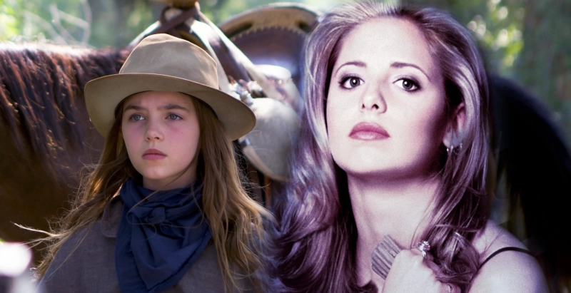 Po lewej: Ryan Keira Armstrong w The Old Way, po prawej Sarah Michelle Gellar w Buffy: Postrach Wampirów