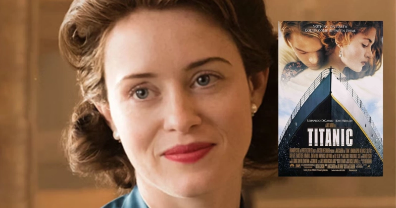 Claire Foy w serialu The Crown i plakat filmu Titanic