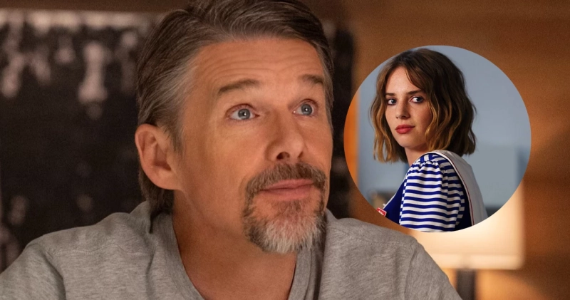 Ethan Hawke i Maya Hawke na planie filmowym