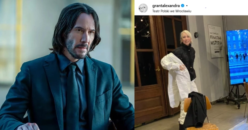 Keanu Reeves w filmie John Wick i zrzut ekranu z Instagrama