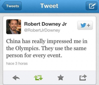 Robert Downey Jr. tweet China olimpics