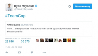 Ryan Reynolds - wpis z Twittera