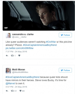 Kapitan Ameryka potrzebuje chłopaka - wpis z Twittera
