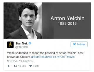 Anton Yelchin - reakcje po śmierci
