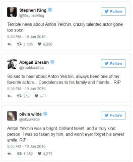 Anton Yelchin - reakcje po śmierci
