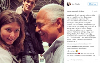 Jewel Staite o Ronie Glassie - zdjęcie z Instagrama