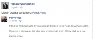 Tomasz Oświeciński - wpis z Facebooka
