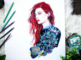 Mała syrenka - rysunek