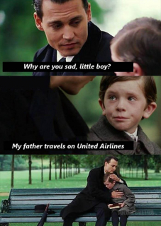 Jest smutny, bo jego ojciec lata United Airlines