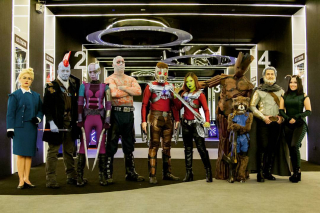 Grupa cosplayerów na Strażnikach Galaktyki vol. 2