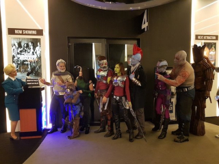 Grupa cosplayerów na Strażnikach Galaktyki vol. 2