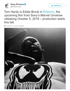 Tom Hardy jako Venom - ogłoszenie