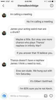 James Gunn trolluje nastolatka - screen z rozmowy
