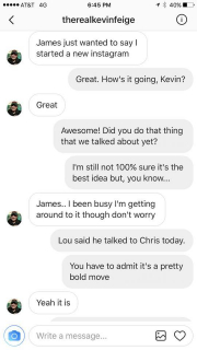 James Gunn trolluje nastolatka - screen z rozmowy