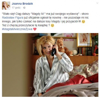 Magda M. - kontynuacja książkowa - wpis Joanny Brodzik