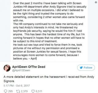 Andy Signore - posty oskarżających kobiet