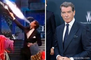 Pierce Brosnan - zawodowy połykacz ognia