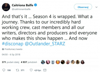 Outlander - koniec zdjęć do 4. sezonu