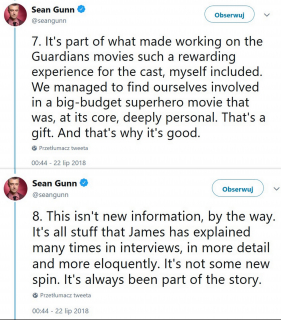 Sean Gunn w obronie Jamesa Gunna - tweet