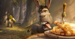 21. W filmie Shrek Forever otrzymaliśmy nieco inne wcielenie Fiony. Inaczej miał też prezentować się Osioł. Tutaj widzimy go z rozszarpaną fryzurą.