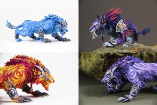 Rzeźby przedstawiające stworzenia z gry World of Warcraft