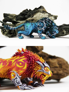 Rzeźby przedstawiające stworzenia z gry World of Warcraft