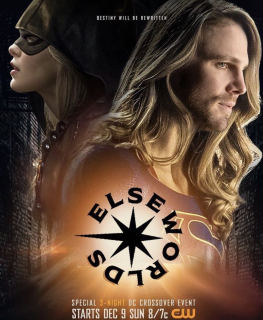 Parodia plakatu crossoveru Arrowverse