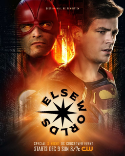 Parodia plakatu crossoveru Arrowverse